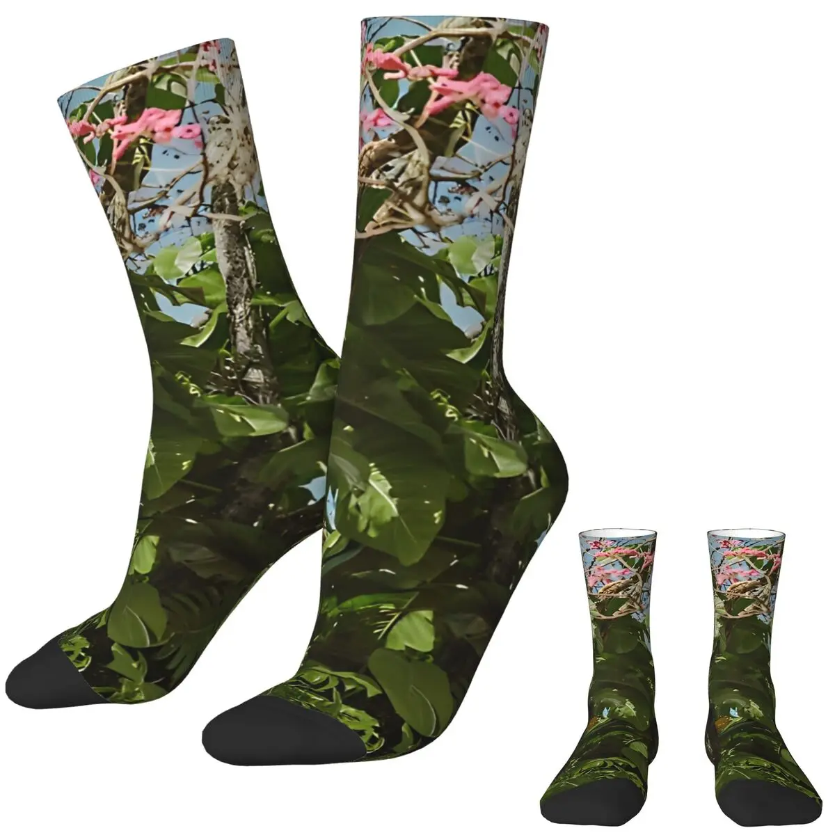 Jungle Leaves Stockings Real Tree Design Funny Socks Autumn Anti Skid Socks Men Climbing Medium Soft Socks