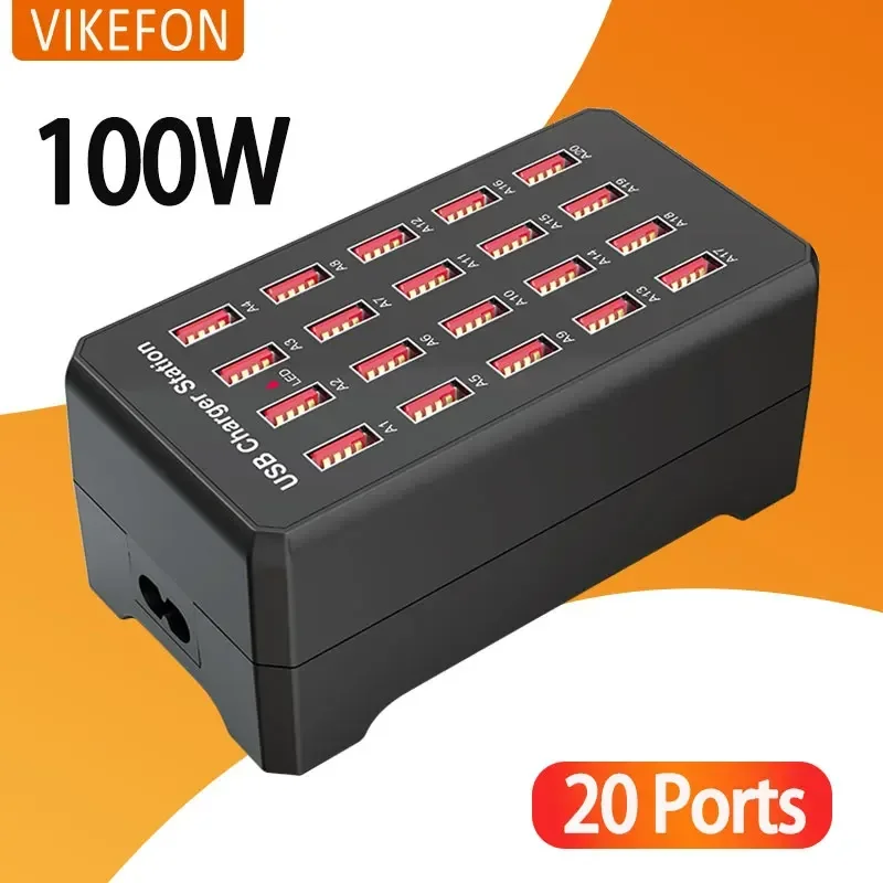 

USB Charger 20Ports HUB 100W Quick Charger Universal Wall Desktop Fast Charging Station Dock for Mobile Phone Power Adapter