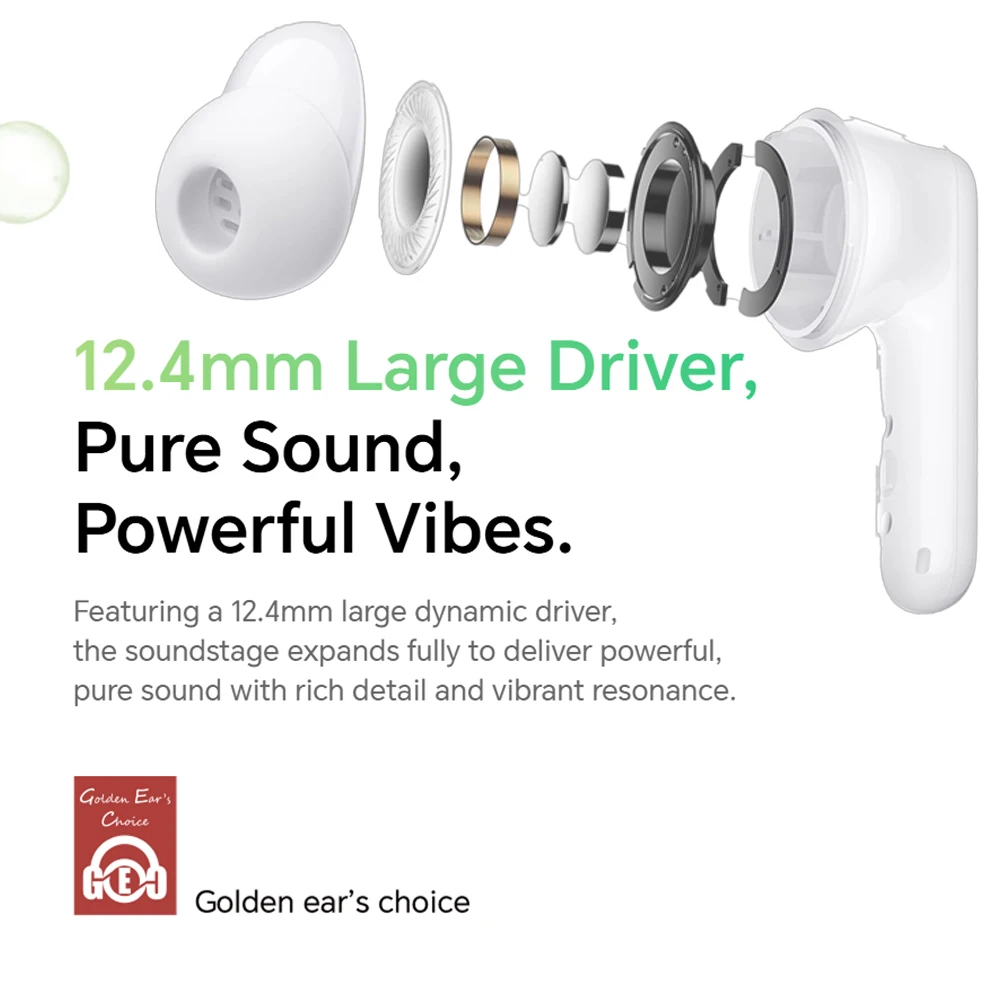 HONOR Earbuds A Pro, Controlador Grande de 12.4 mm, Cancelación Activa de Ruido de 49 dB, 42 Horas de Duración de la Batería, Bluetooth 5.3, IP54 6