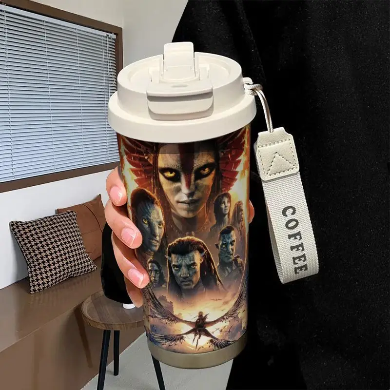 520 مل الصورة الرمزية 3: النار والرماد كوب معزول 316 الفولاذ المقاوم للصدأ سعة كبيرة كوب ماء القش سيارة القهوة القدح للرجال والنساء