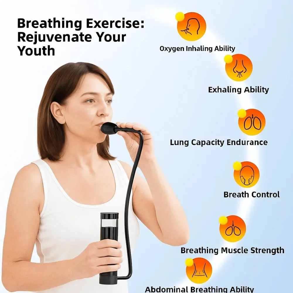 Entraîneur respiratoire réglable pour la santé, renforcement musculaire et fonction pulmonaire