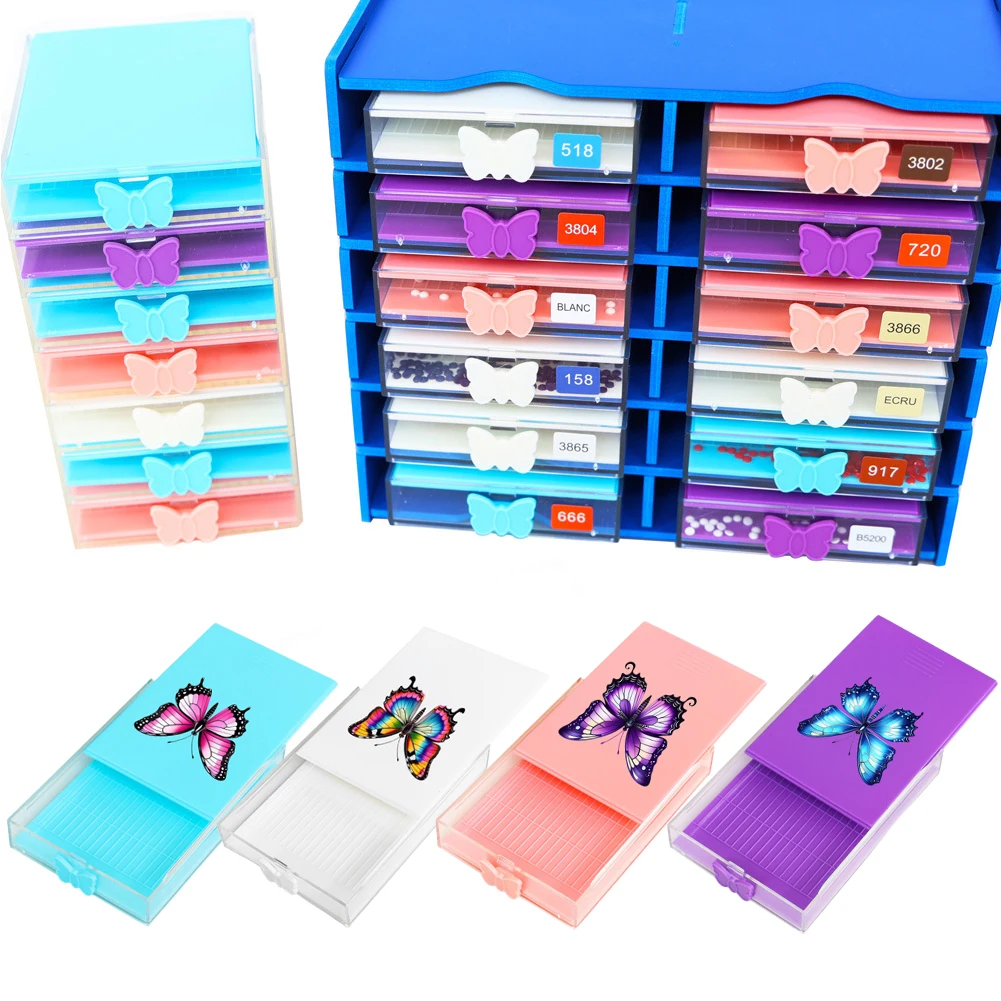 

4Pcs Diamond Painting Tray Diamond Painting Beads Sorting Tray with Sppon & Brush Rhinestone Organizer Plate for Art Crafts