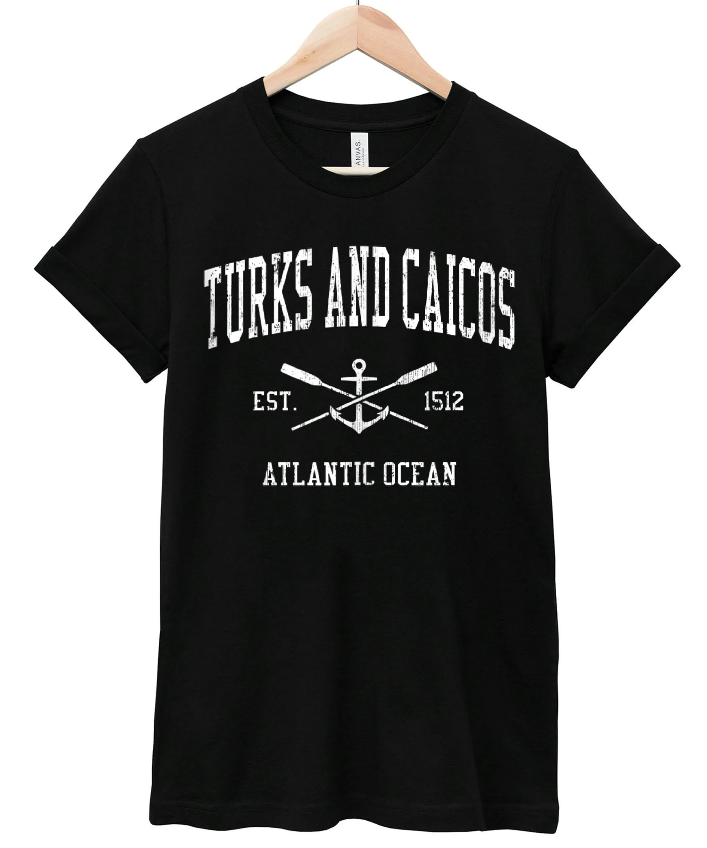 Turks And Caicos Vintage Crossed Oars Boat Anchor Sports B0921CGY9L T shirt