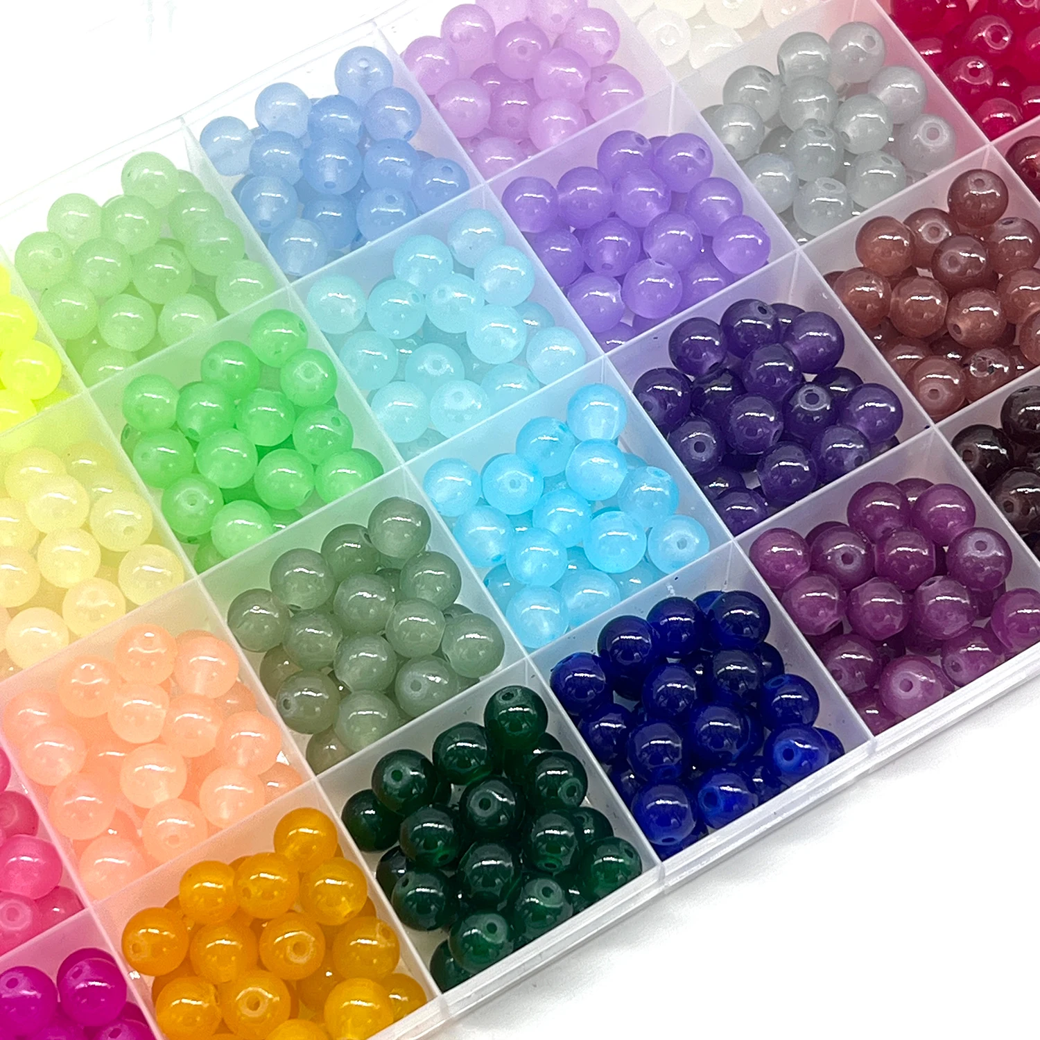 8mm Round Glass Beads for Jewelry Making, 28 Colors Crystal Beads for Bracelets Jewelry Making and DIY Crafts view 4