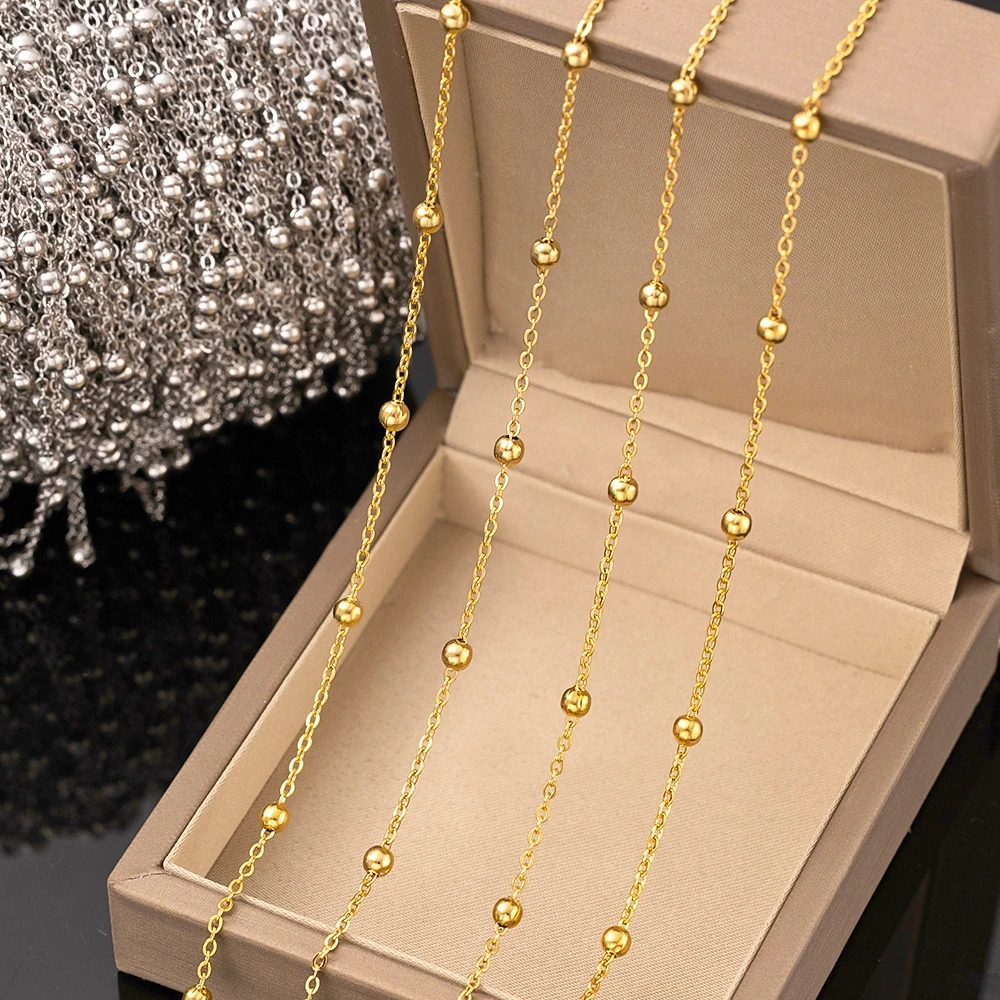 2/10Meters Stainless Steel Chains Gold Color Beads Chain for Jewelry Making DIY Necklace Bracelet Accessories Supplies Materials view 4