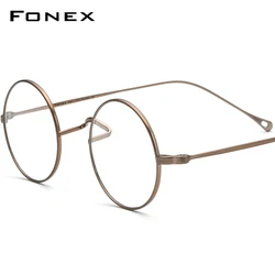 FONEX Titanium Glasses Frame Men Brand Design Vintage Round Eyeglass Women Retro Ultralight Japanese High Quality Eyewear 85666
