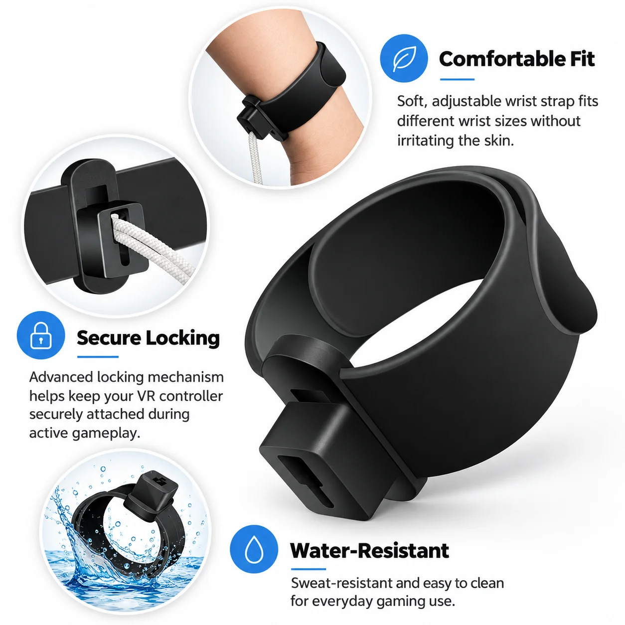 Wrist Straps for Steam Frame/Quest 3S/Quest2/Quest3 VR Controllers Grip Anti-Drop Wristband Silicone Hand Strap VR Accessories