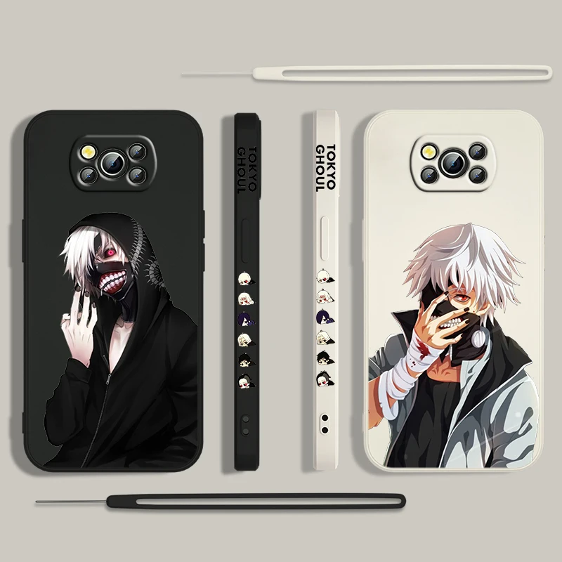 Tokyo Ghoul Kaneki Ken For Xiaomi Poco Cover For X4 X3 F4 NFC M6 M5 M4 M3 GT S Pro 4G 5G Liquid Left Rope Phone Case