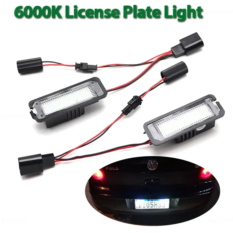

White Canbus Rear License Plate Tag Light LED For VW Passat B5 CC Eos Golf MK4 MK5 6 7 MK7 Polo Superb Seat Leon Altea Durable