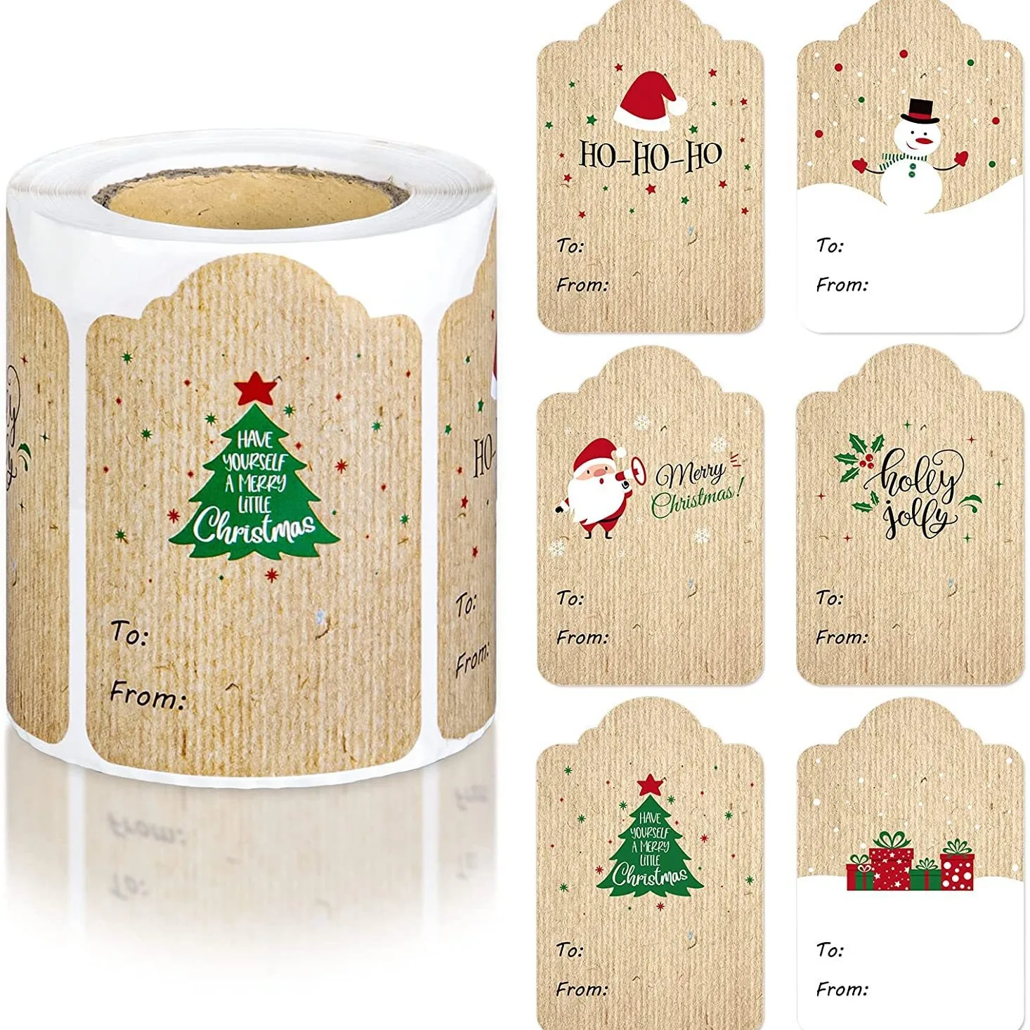 300 قطعة من ورق الكرافت لعيد الميلاد ملصق هدية جرافيك لتزيين الهدايا وعيد الميلاد وعيد الميلاد وعيد الحب #1