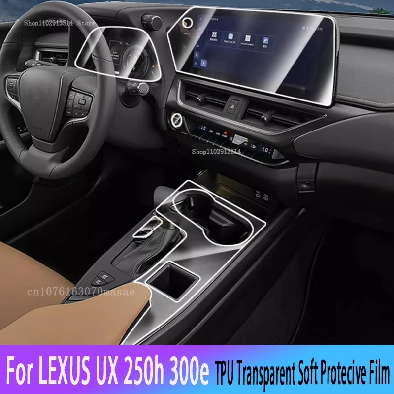 

For LEXUS UX 250h 300e(2023）Car Interior Gear panel Sticker Dashboard GPS Navigation Screen Transparent TPU Protective Car Film