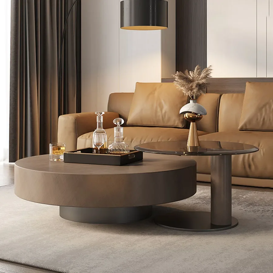 Modern Coffee Table Living Room Nordic Round Unique Coffee Table Home Platform Set Portable Italian Glass Top  Room Decor