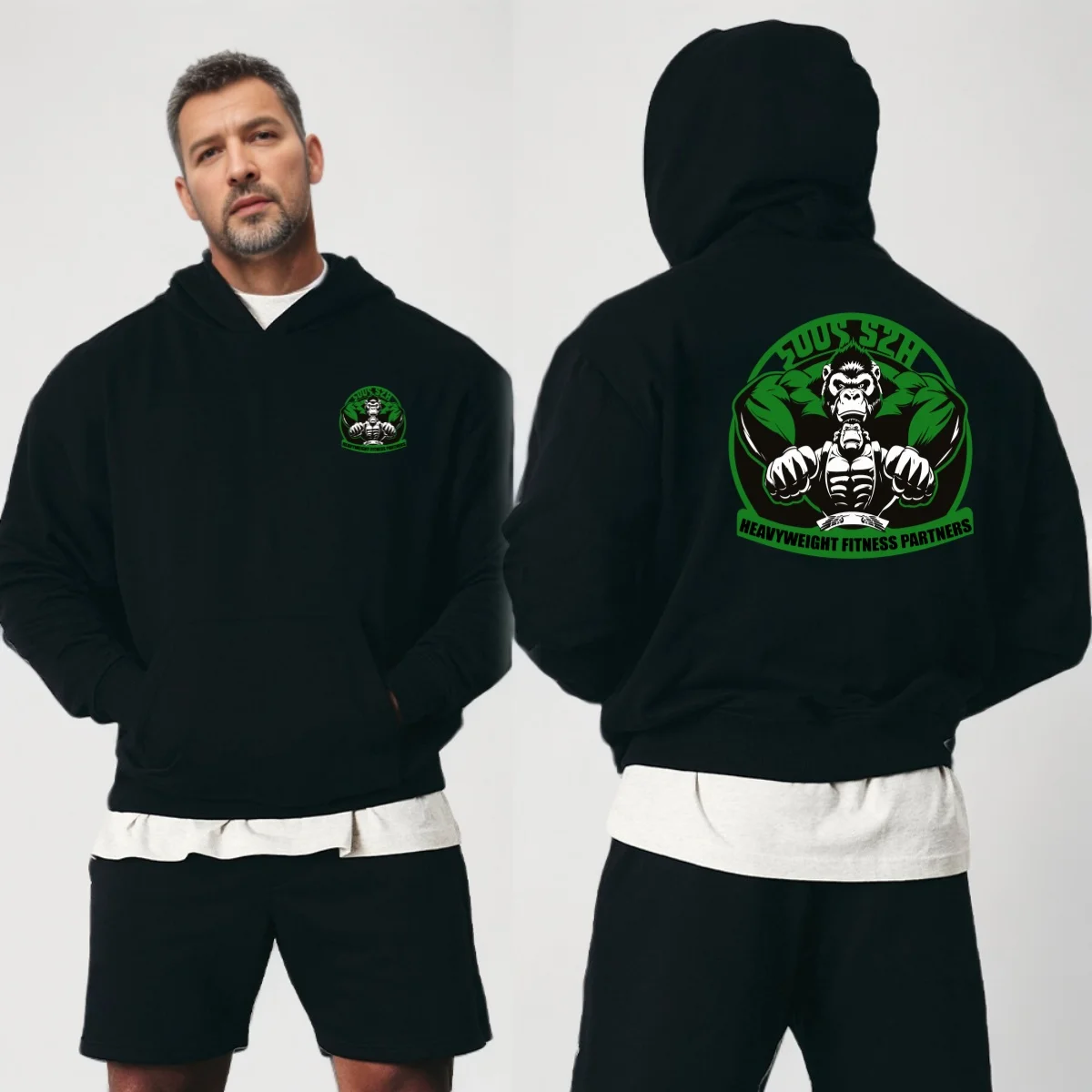 Sweats à capuche Gorilla Fitness pour hommes, sweat-shirt imprimé à la mode, pull de sport respirant, vêtements d'entraînement de gym