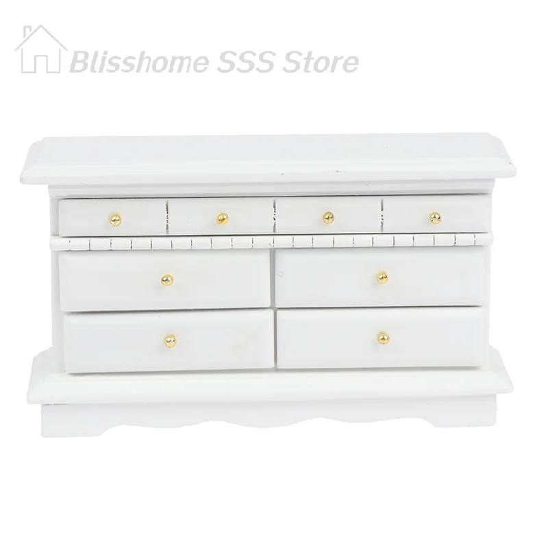

【S】1:12 Dollhouse Miniature Bedroom Side Cabinet Dresser Furniture Accessories for Dollhouse Decoration and Collection Use