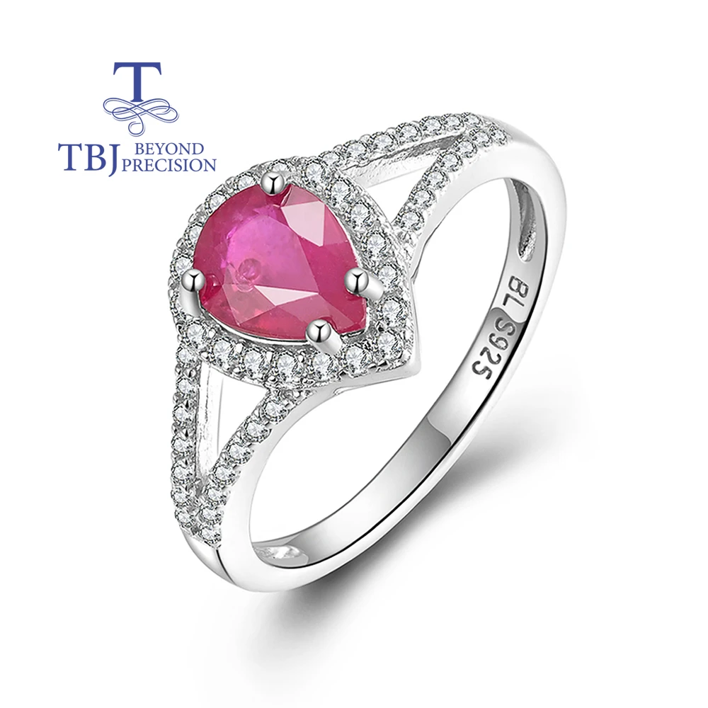 Silver Ruby Women Ring Simple Classic Design 925 Sterling Silver Treated Gemstones Fine Jewelry for Women Daily Wear