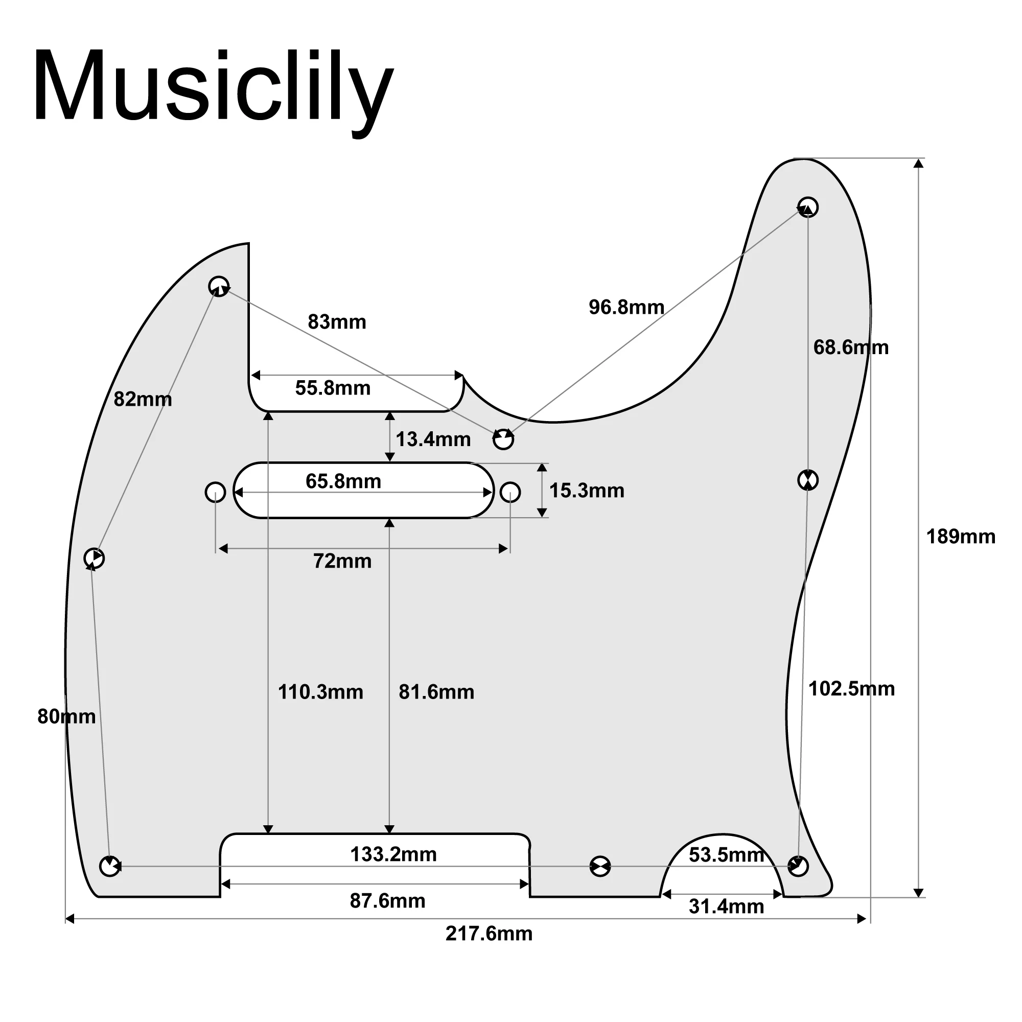 Musiclily Pro 8-Hole Guitar Pickguard for Squier Sonic Tele SS Electric Guitar