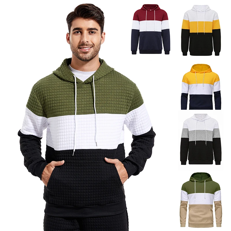 

Men's Patchwork Hooded Hip hop Hoodies Casual Loose Warm Streetwear Male Pullovers Autumn Winter Sports Outwear Grunge Clothing