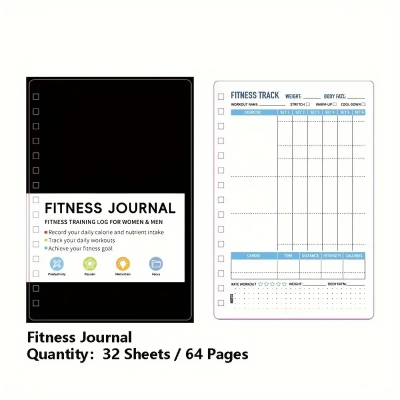 Daily Exercise and Nutrition Plans Notebook 32 Sheets Spiral Fitness Journal Notebooks Writing Pads Office School Supplies