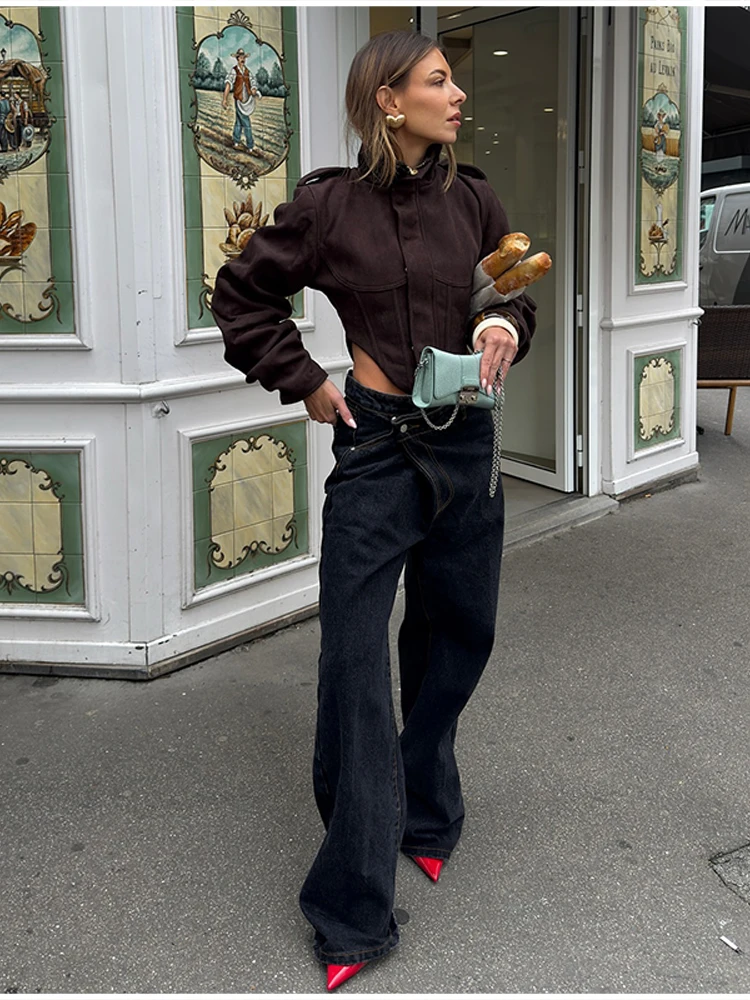 المرأة الخريف الشتاء مربوط الوقوف طوق سترة جلدية الشارع الرجعية سترة جلدية قصيرة سستة دراجة نارية ركاب الشارع الشهير