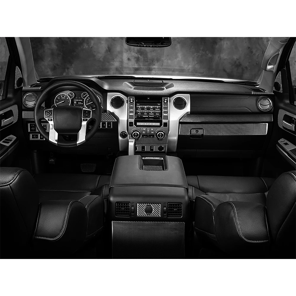 85Pcs Real Carbon Fiber Center Console Dashboard Kits Whole Interior Trim Sticker For Toyota Tundra 2014 2015 2016 2017 2018