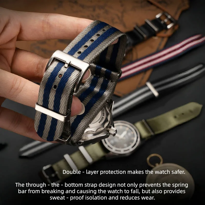 18mm 20mm 22mm Extended Density Nylon Strap for Samsung Galaxy Watch 7 for Omega Seamaster 007 Bracelet for Seiko Military Band