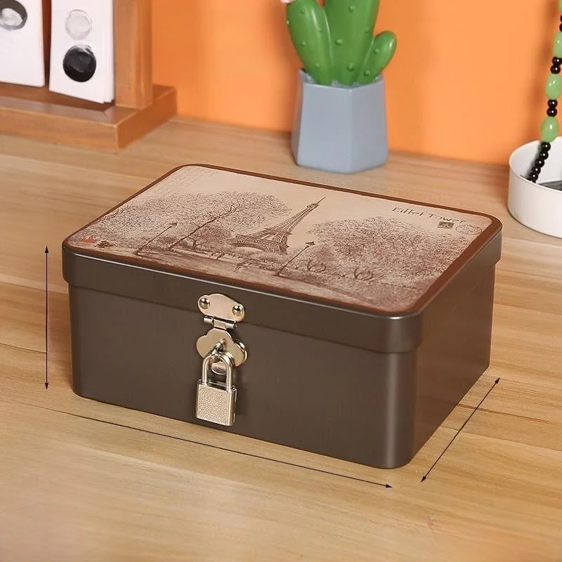 

Fireproof Waterproof Cash Box Storage Organizer with Lock Key Iron Box Register Safe for Business Travel ABEYINUOR