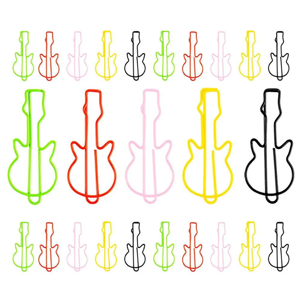

50Pcs Colorful Guitar Shaped Metal Bookmarks Paper Clips Music Inspired Office Supplies Page Holders Planner Binder Decorative