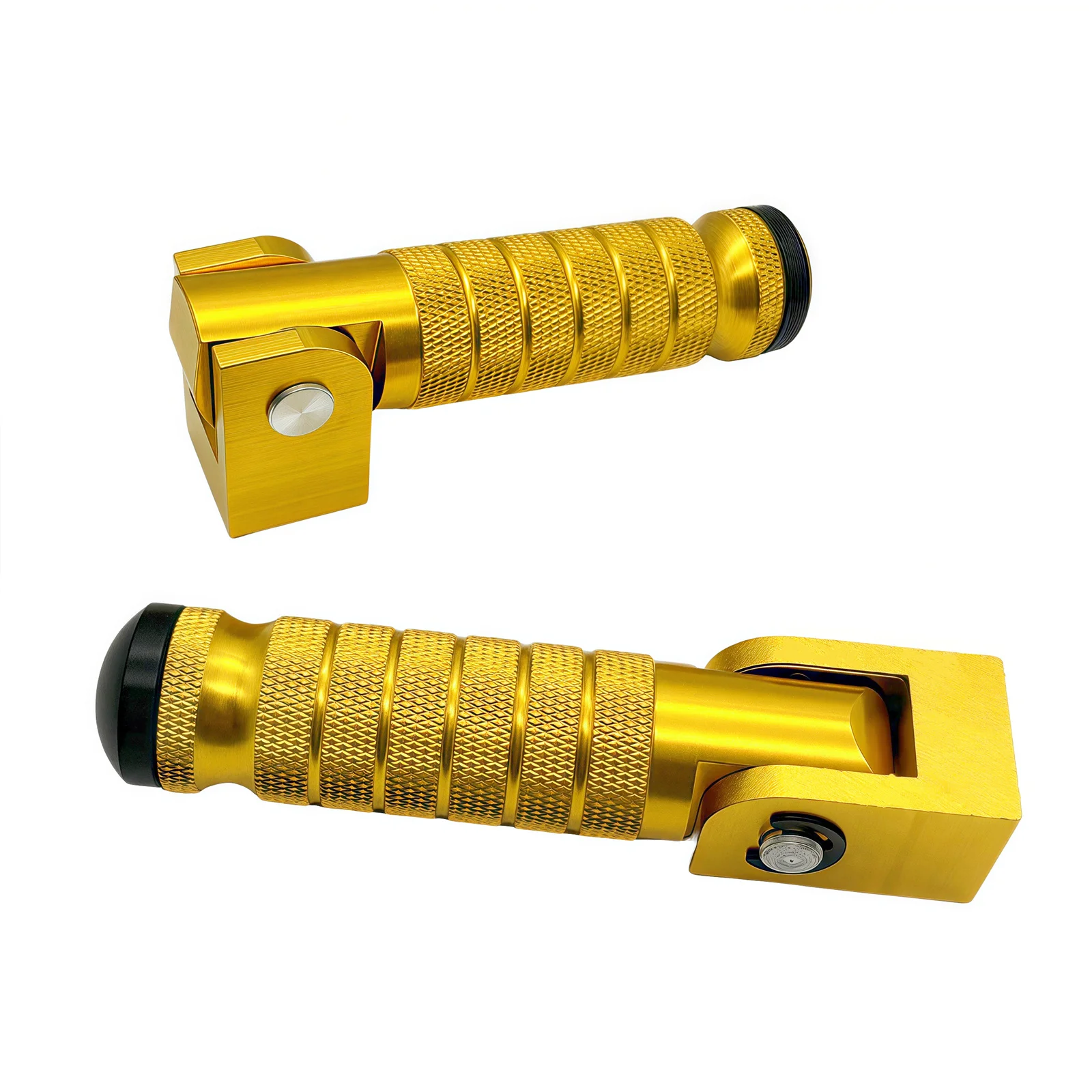 

Universal 8mm Motorcycle Foot Pegs CNC Aluminum 90 Degree Fixed Folding Passenger Pedal for Electric Motor Bicycle ATV (Gold)