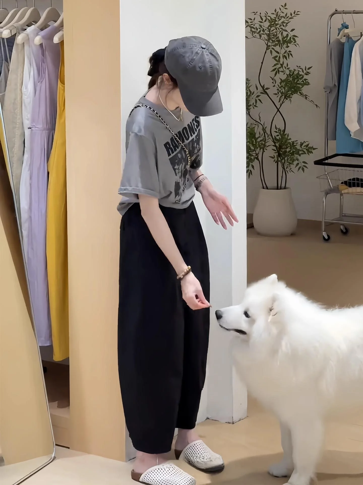 Fashionable Korean Style Printed T-Shirt High Waist Wide Leg Pants Casual Two-Piece Set Summer Clothing Slimming Effect
