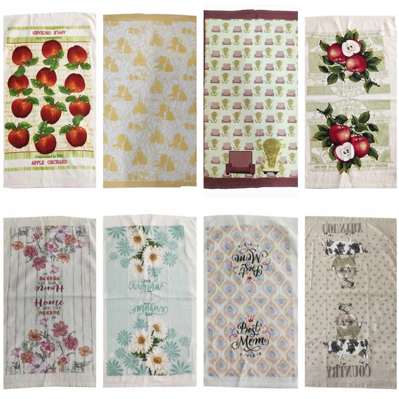 5 Stück/Set 41x64cm 100% Baumwolle Bunt Bedruckte Geschirrtücher Reinigungstücher Tischservietten Kochutensilien Küchen-Handtücher – Detail 3