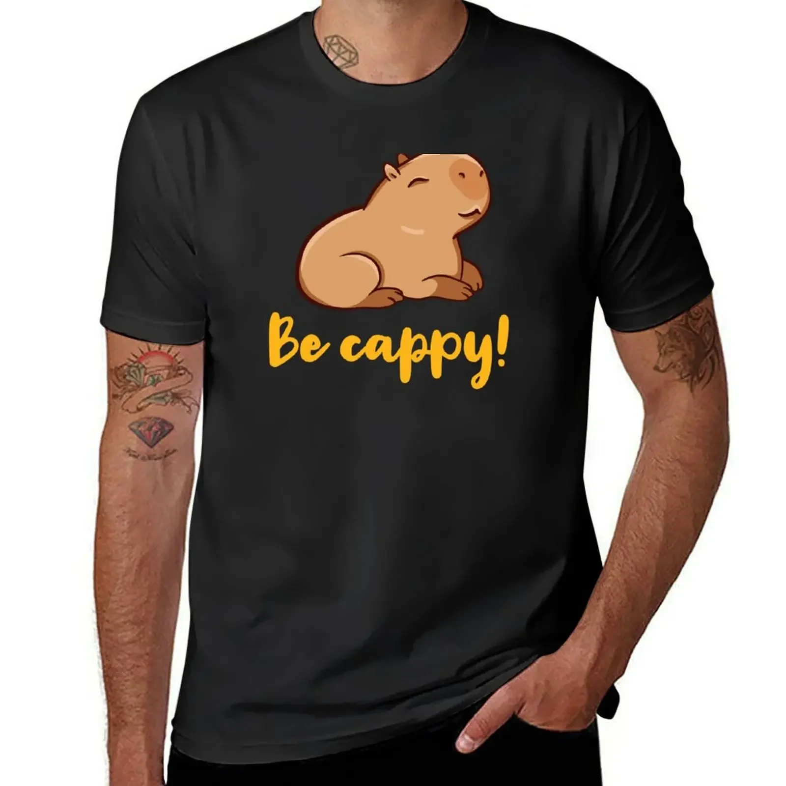 Cute Capybara, be cappy! Like a capybara, capy T-Shirt summer tops man clothes fitted t shirts for men