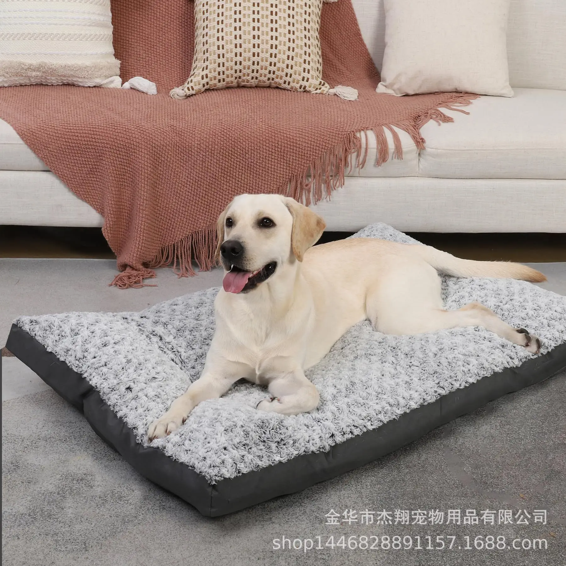 

Orthopedic dog bed medium small dog removable waterproof cover soft rose plush pet mattress with non-slip machine washable