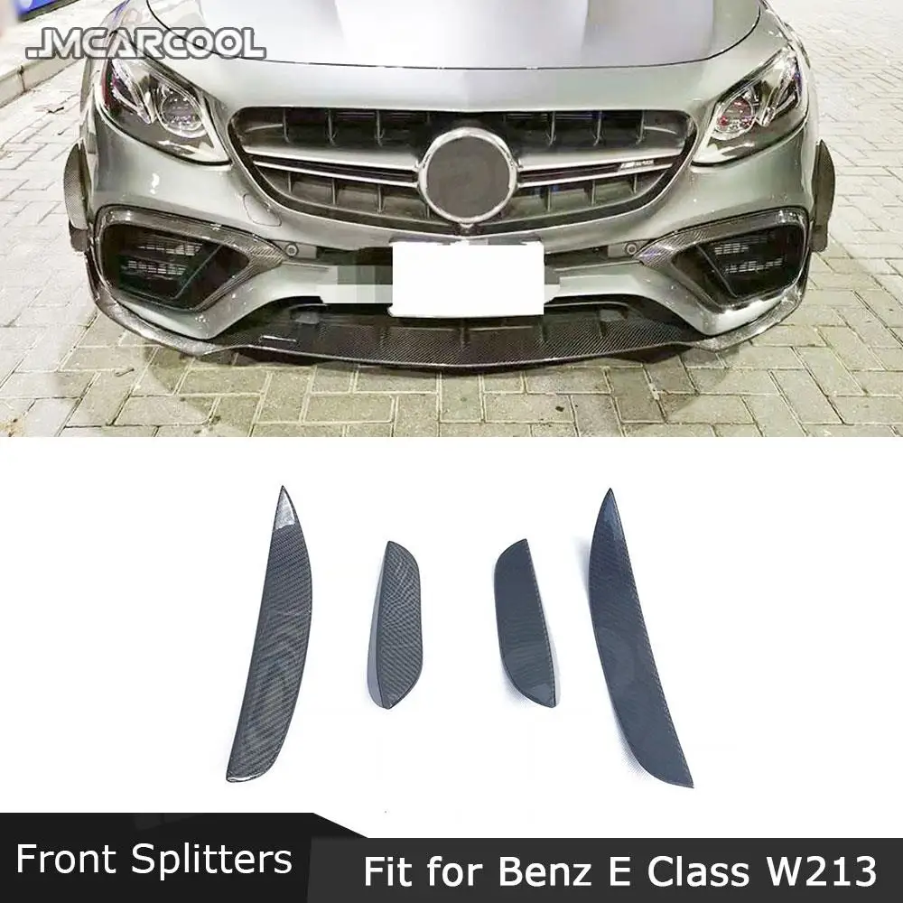 Carbon Fiber Front Lip Splitters Canards Decoration for Mercedes Benz E Class W213 E63 AMG Style 2017 2018 2019 FRP Accessories