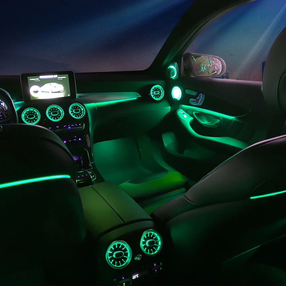 Tira decorativa de luz ambiental para Mercedes Benz Clase C GLC Coupe W205 C43 C63s X253 GLC43 boquilla de turbina de ventilación de salida de aire