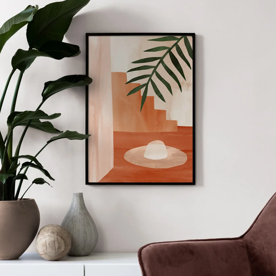 Wall Art Boho Abstract Mountain Sun Vase Leaves Plant Canvas Painting Nordic Posters And Prints Decor Pictures For Living Room