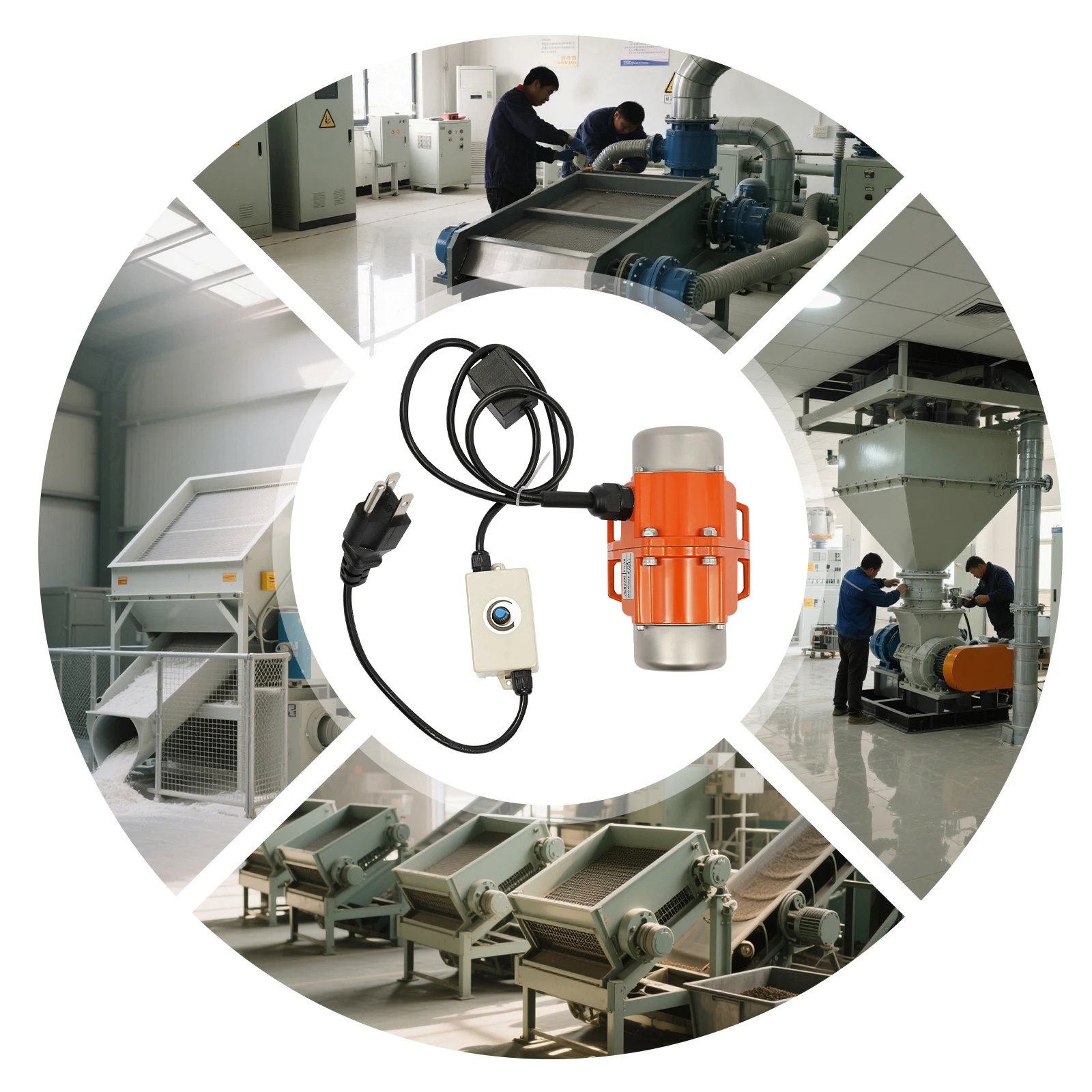 60W 110V Vibrating Motor Adjustable Speed for Feeding Machine, Shotcrete Machine, Washing Machine with Motor Speed Controller