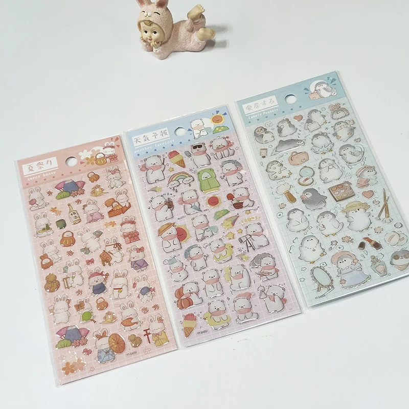 Kawaii Animal 3D Crystal Sticker Decoration Scrapbooking DIY Diary Album Journal Stationery Japanese Stickers