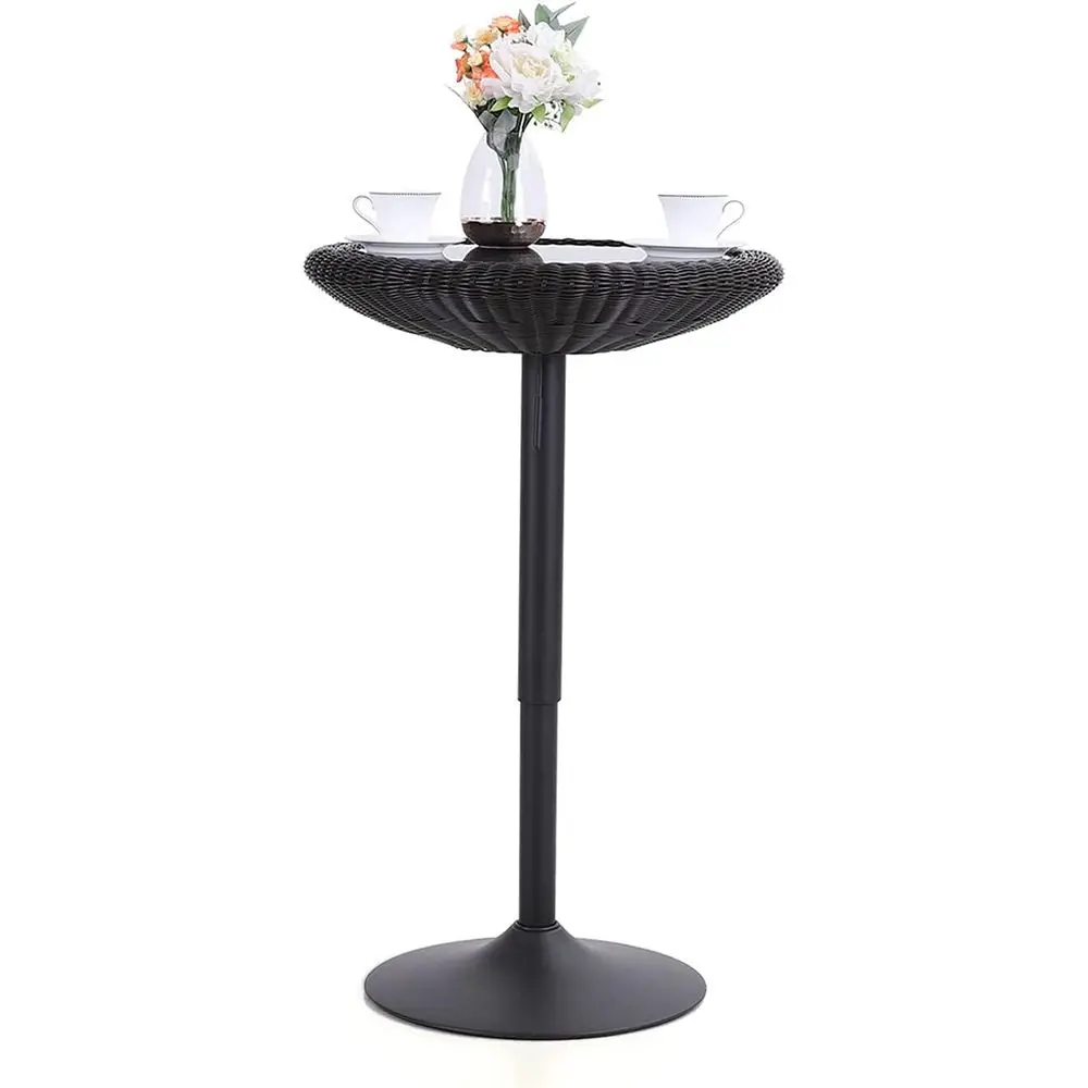 

Round Rattan Bar Table, Adjustable Height 29-39, Suitable for Wine, Dining, Kitchen, Pub, Bistro, Cafe, Restaurant, Patio, Porch