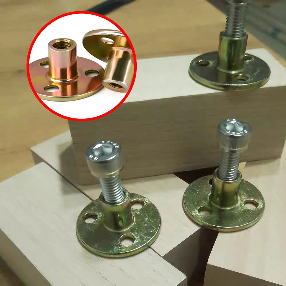 Three-hole Female Thread T-nut  for Wood Iron Plate Furniture Splint Lock Galvanized Iron Plate Furniture Lock Nut M6 M8 M10