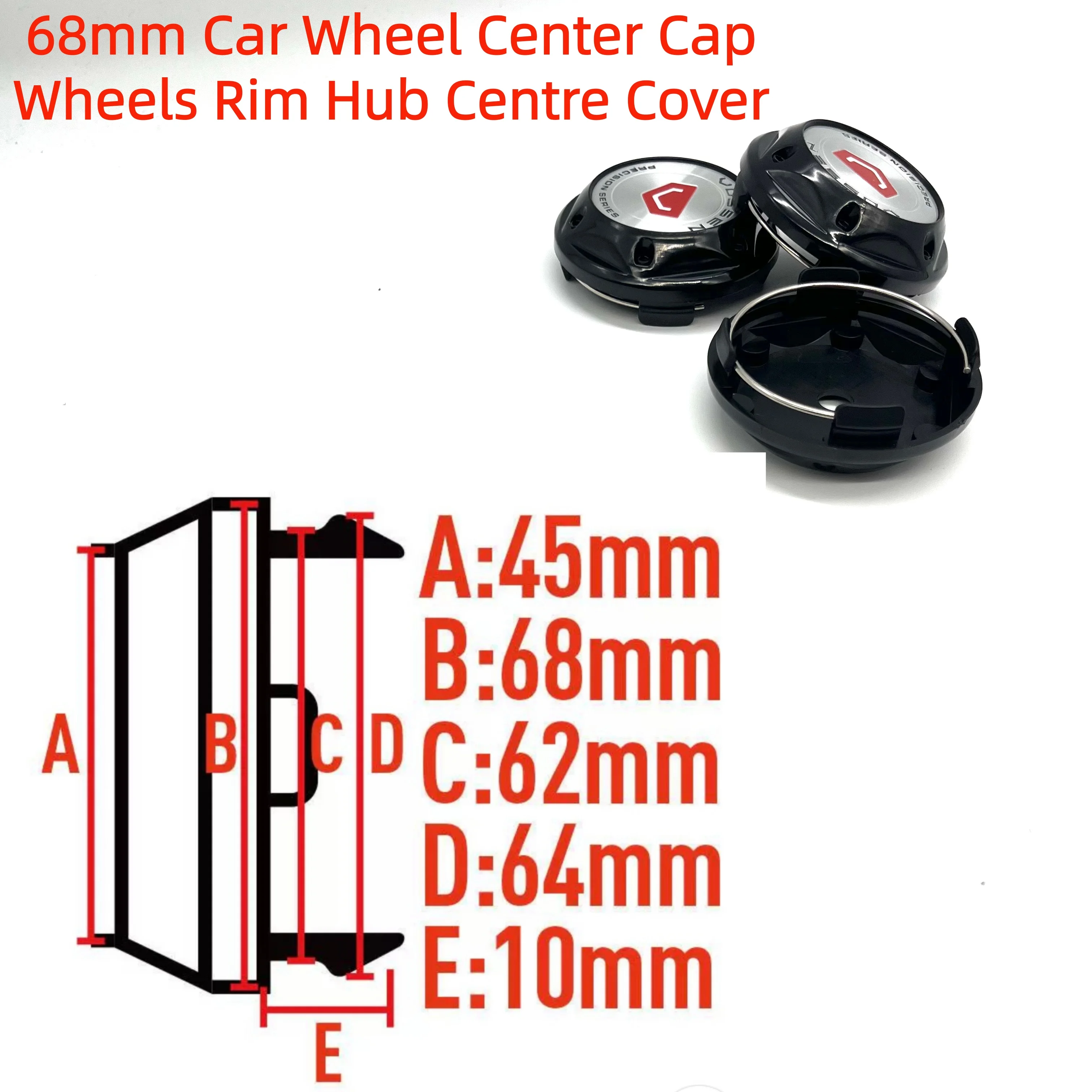 4pcs/Set 68mm (Fit 45mm Sticker) For VOSSEN Wheel Center HubCaps Car Emblem Logo Rims Cover Car Badge Decals Styling Accessories
