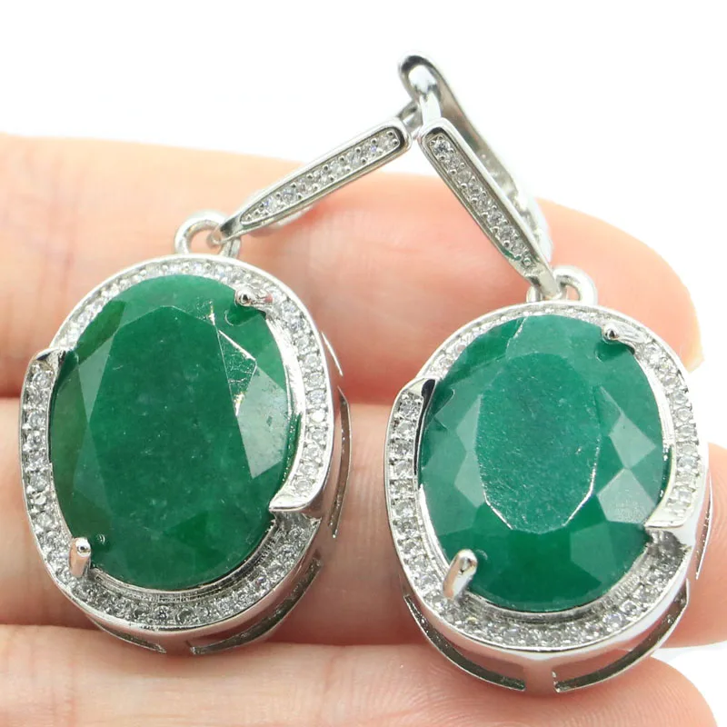 Buy 5 Get 1 Fr40x20mm Big Gemstone Green Emerald Red Ruby Color Changing Alexandrite Topaz Zultanite White CZ Silver Earrings