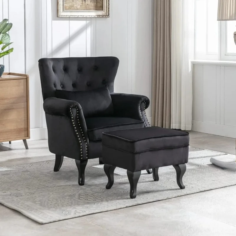 modern comfortable armchairs with ottomans for living spaces and bedrooms, plush corner sofa chairs, and wingback se