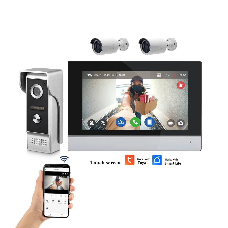 7Inch IPS Screen 2MP  Tuya Remote Control WIFI Door Phone Intercom Visual Doorbel Support AHD Camera Home Security Door Viewer