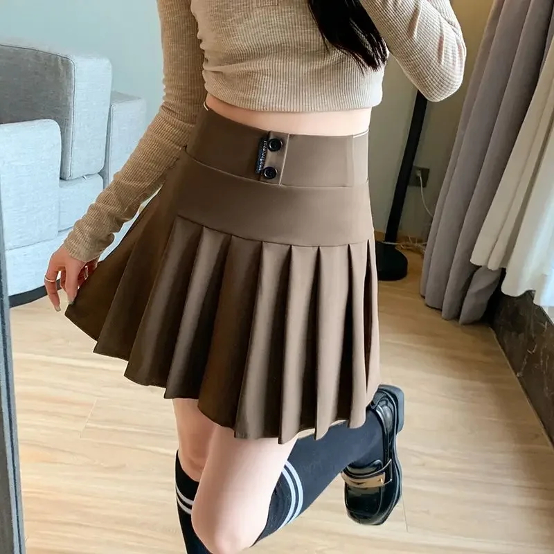 Elastic Waist Pleated Skirt for Women's Autumn Winter New Fat Mm High Waist Thin Recovering Skirt A-word Short Skirt Black