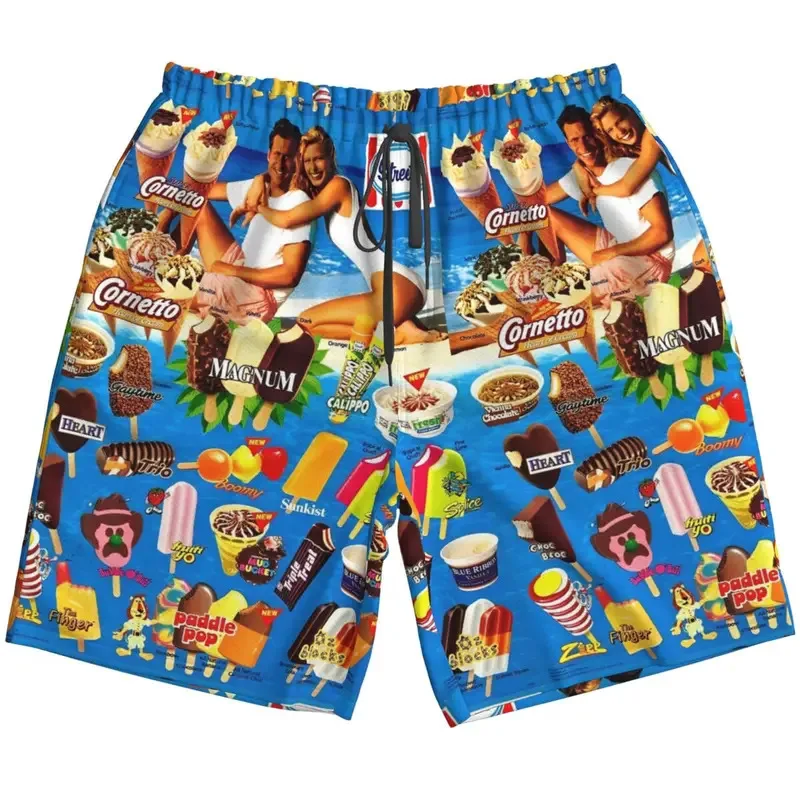 Chocolate Icecream Graphic Beach Shorts Hawaii Sport Beach Short Pant Men Frozen Ice Lolly Cornet Ice Cream Unisex Short pants