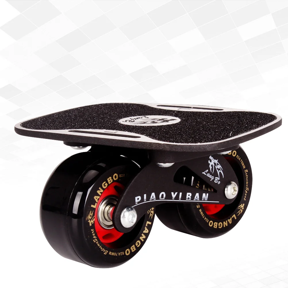 Classic Dazzle Drift Board Aluminum Alloy Drift Skates Scrub Antislip Skateboard Deck (Frosted Plate, Black Wheel)