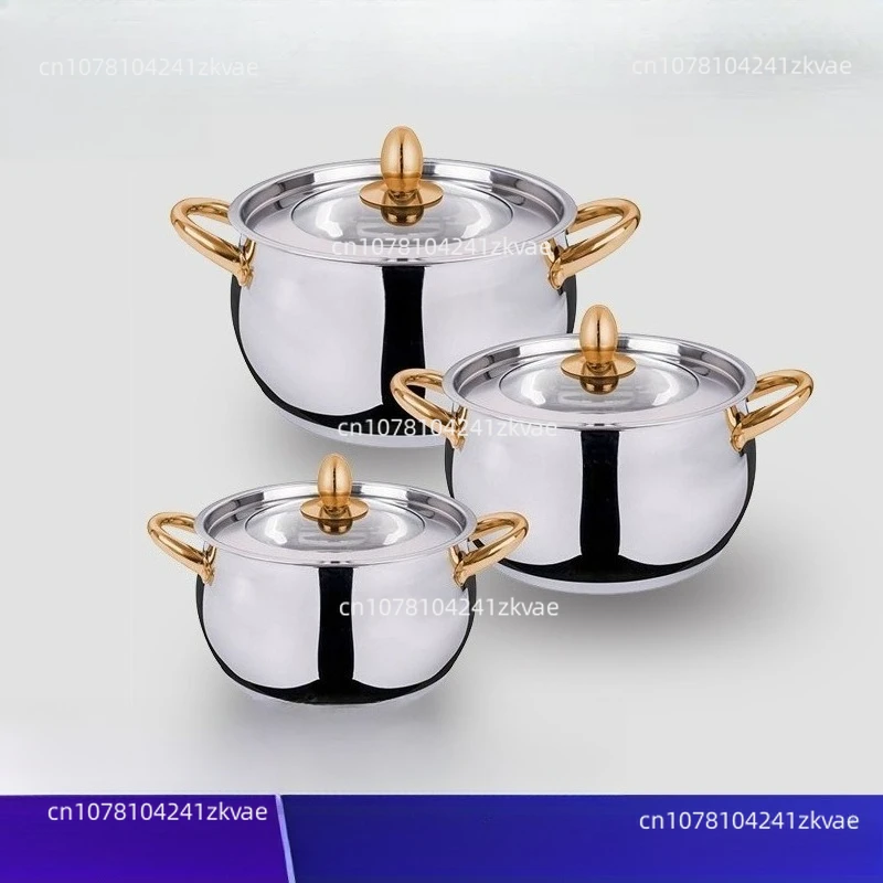 Household Kitchenware Stainless Steel Pot Set Thickened 201 Soup Pot Stew Pot