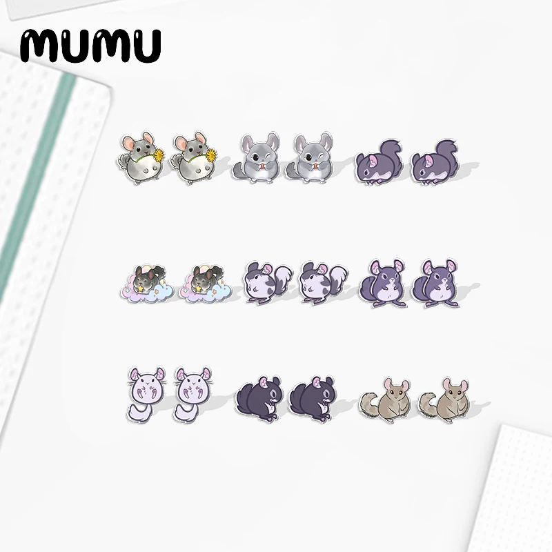 2020 New Chinchilla Acrylic Stud Earring Love Animals Earrings Resin Epoxy Jewelry Gifts Fans