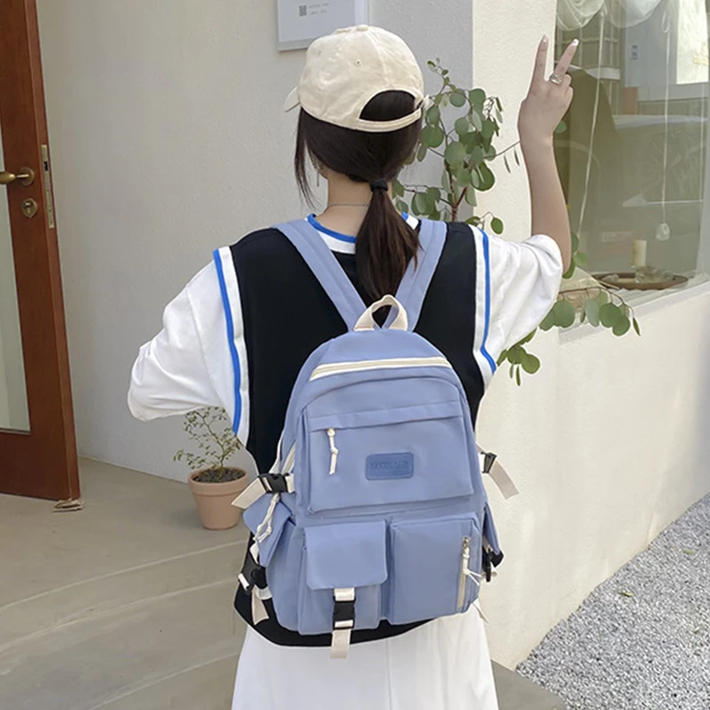 Menina bonito dos desenhos animados Mochila Hit Color Middle School Kids Student Book Bag Casual Viagem Mulheres Mochila Mochila Mochila Estudante Bookbag