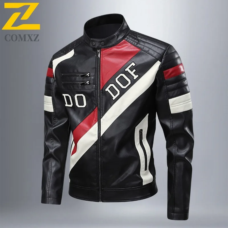 

Men's Vintage Slim Fit Windbreaker PU Leather American style Motorcycle Coat Waterproof Windproof Retro Streetwear Autumn wear